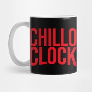 CHILLO CLOCK- Netflix style logo in bold red type Mug